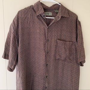 Vintage | Patterned Silk Short Sleeve Button Down